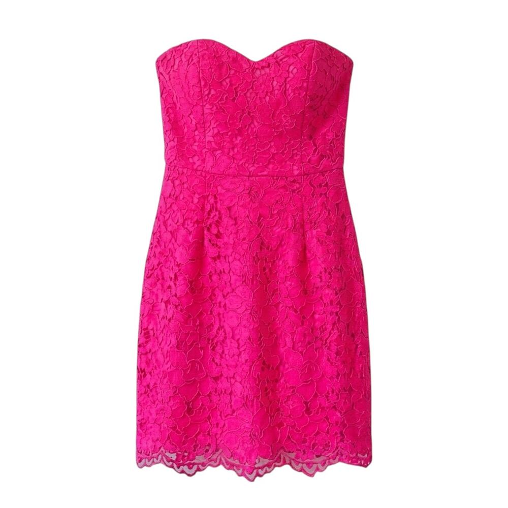 NBD Naven Pink Floral Lace Strapless Mini Dress | Size XS